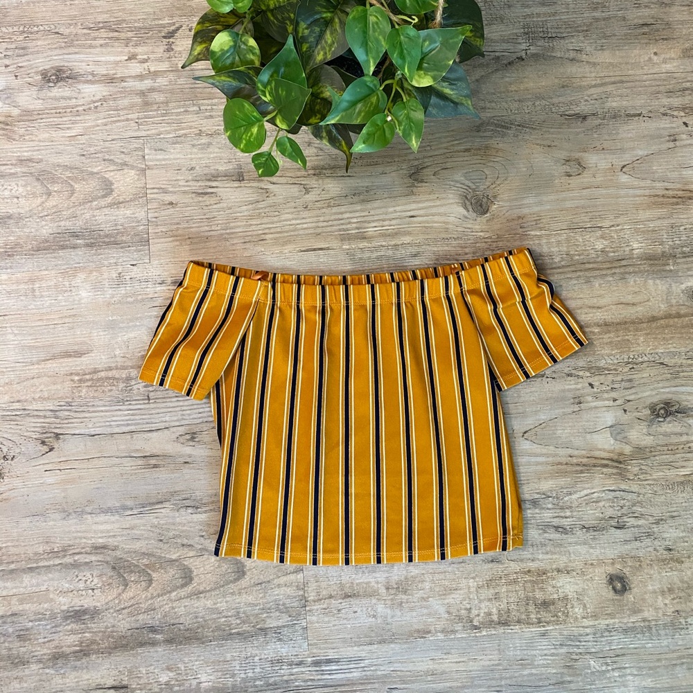 Striped Off-The-Shoulder Crop Top